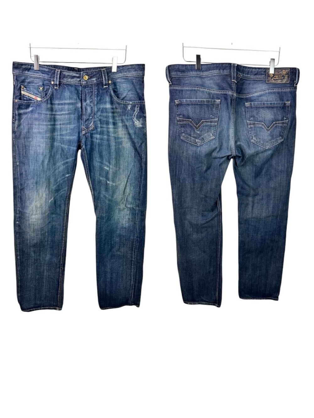 Diesel Larkee Jeans Mens 36x32 Dark Wash Blue Regular Straight Leg Denim 0882W